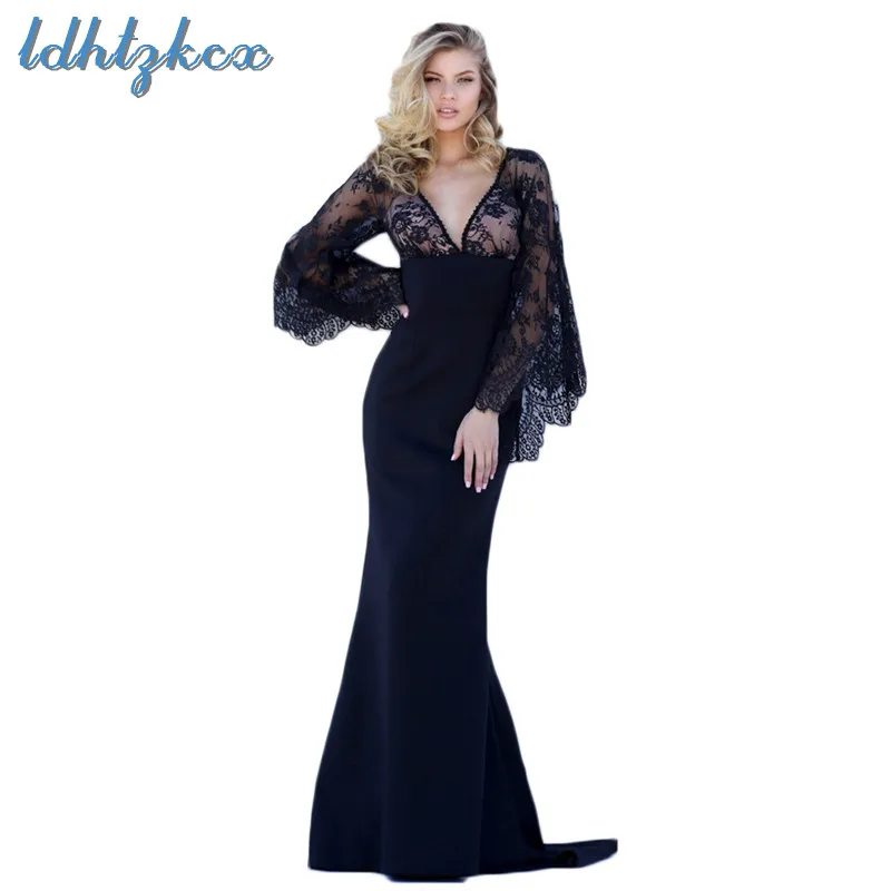 Solid Color Long-sleeved Floor-Length Dress Female 2018 Summer New Fashion V-Neck Temperament Lace High Waist Sheath Dress LD358
Solid Color Long-sleeved Floor-Length Dress Female 2018 Summer New Fashion V-Neck Temperament Lace High Waist Sheath Dress LD358