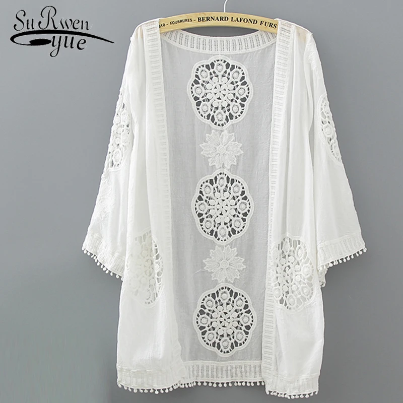 Fashion loose plus size hollow lace women blouse shirt summer white Cardigan blouse women shirt feminine blouses blusas 0335 40
Fashion loose plus size hollow lace women blouse shirt summer white Cardigan blouse women shirt feminine blouses blusas 0335 40