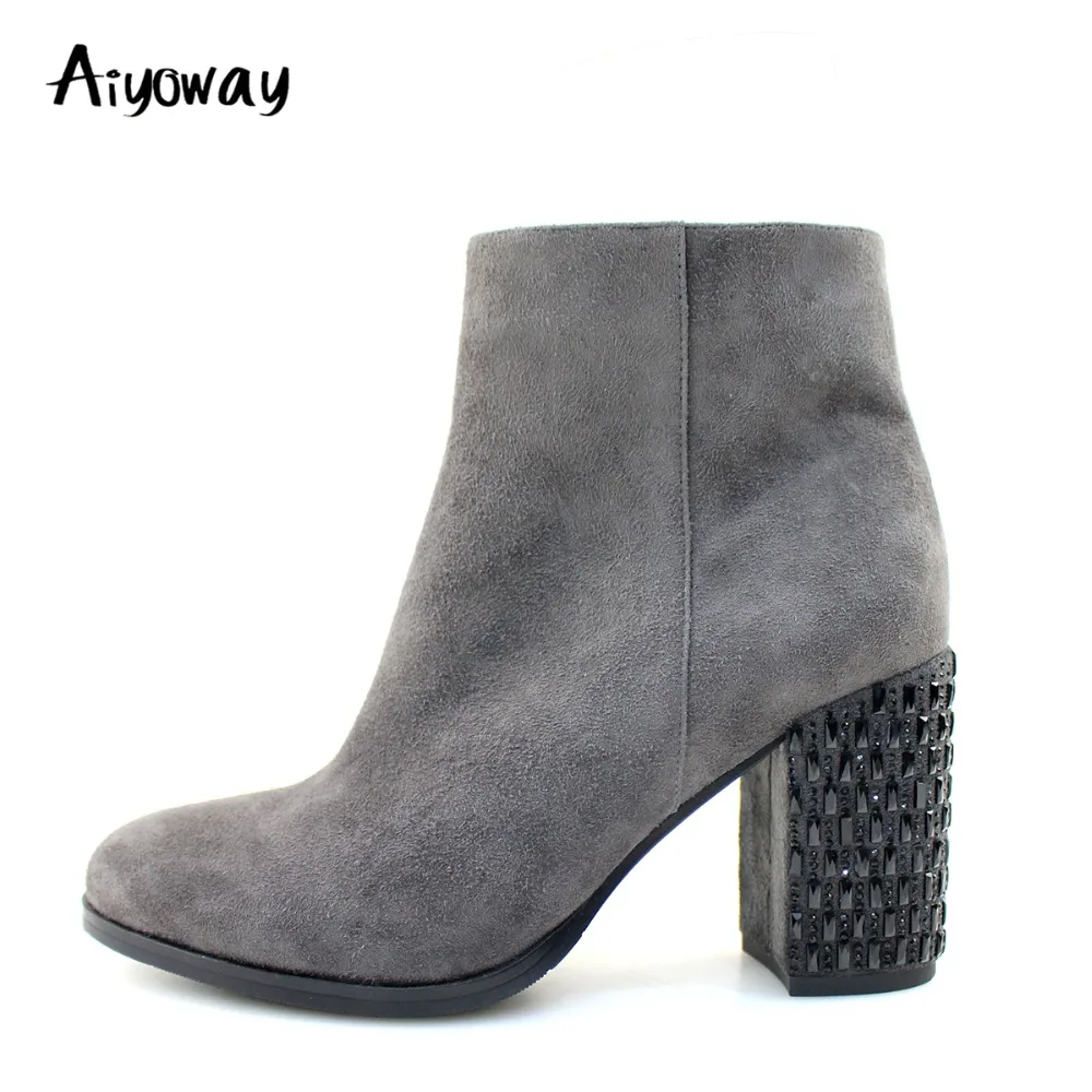 Aiyoway Women Ladies Round Toe High Heel Block Heel Ankle Boots Autumn Winter Party Dress Booties Zip Up Gray US Size 5-12
Aiyoway Women Ladies Round Toe High Heel Block Heel Ankle Boots Autumn Winter Party Dress Booties Zip Up Gray US Size 5-12