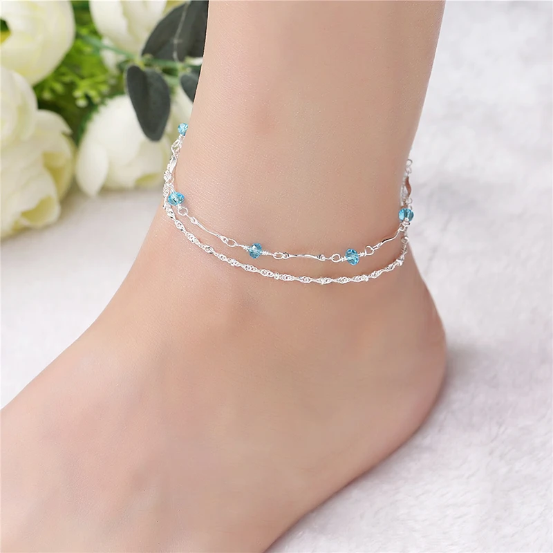 Fashion Double Layer Chain Anklet Bracelet 925 Sterling Silver Anklets Bracelet For Women Foot Jewelry Anklet On Foot 5B089
Fashion Double Layer Chain Anklet Bracelet 925 Sterling Silver Anklets Bracelet For Women Foot Jewelry Anklet On Foot 5B089