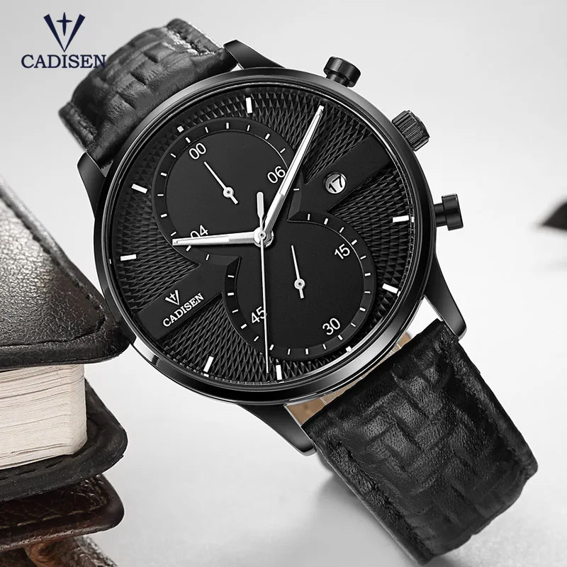 Cadisen Men's Chronograph Watches with Leather Band Fashion Casual Business Analogue Quartz Wristwatch for Man Black 9055G-1
Cadisen Men's Chronograph Watches with Leather Band Fashion Casual Business Analogue Quartz Wristwatch for Man Black 9055G-1