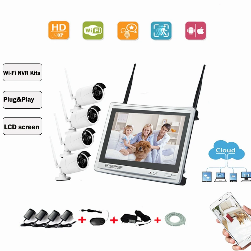 Plug And Play 4CH Wireless 12.5" LCD Screen Monitor Kits P2P 960P Video Security CCTV IP Camera WIFI Surveillance System Kit
Plug And Play 4CH Wireless 12.5" LCD Screen Monitor Kits P2P 960P Video Security CCTV IP Camera WIFI Surveillance System Kit
