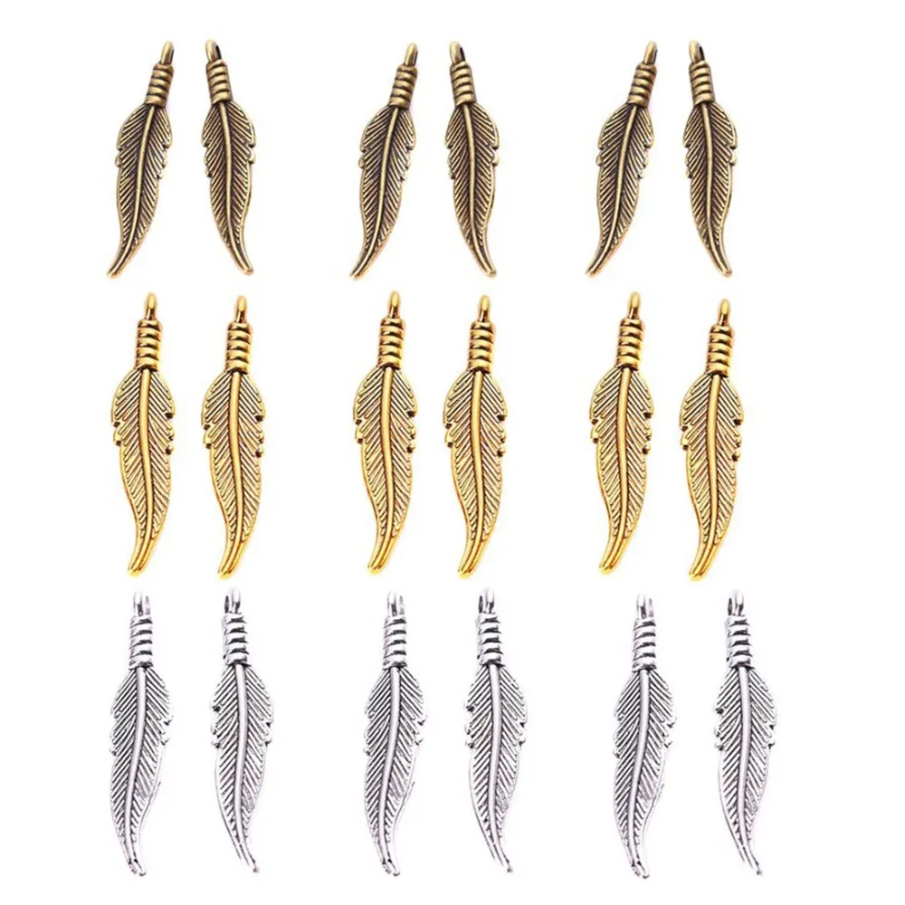 88pcs High Quality Vintage Small Feather Charms Pendants Beads For DIY Necklaces Bracelets Jewelry Craft Making | Украшения и