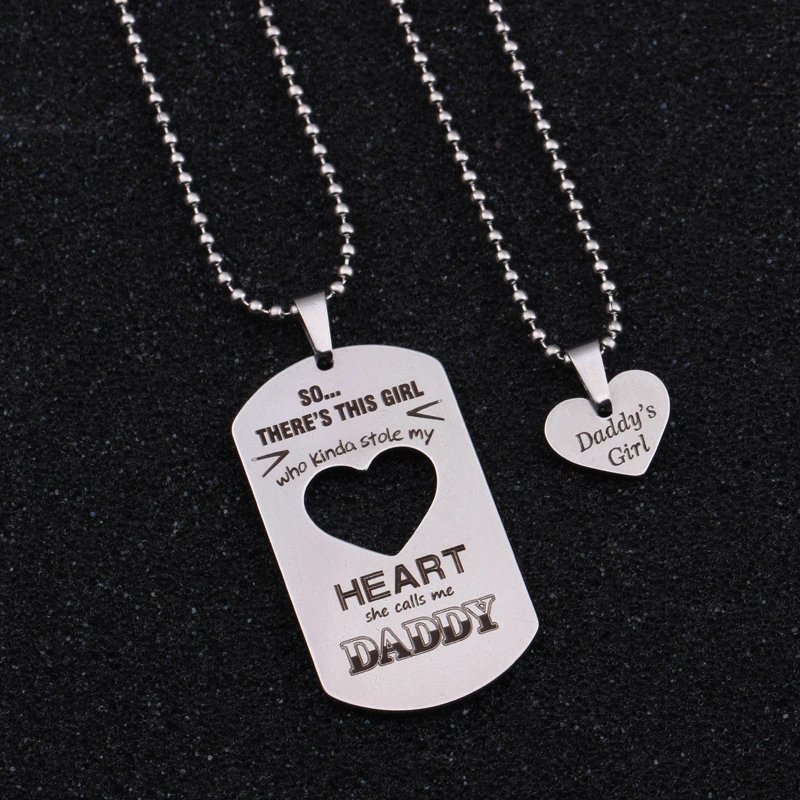 Engraved a Girl who stole my Heart Dog Tag Pendant Necklace Daddy's Girl Heart Set Gift for Father's Day Necklace for Daddy
Engraved a Girl who stole my Heart Dog Tag Pendant Necklace Daddy's Girl Heart Set Gift for Father's Day Necklace for Daddy