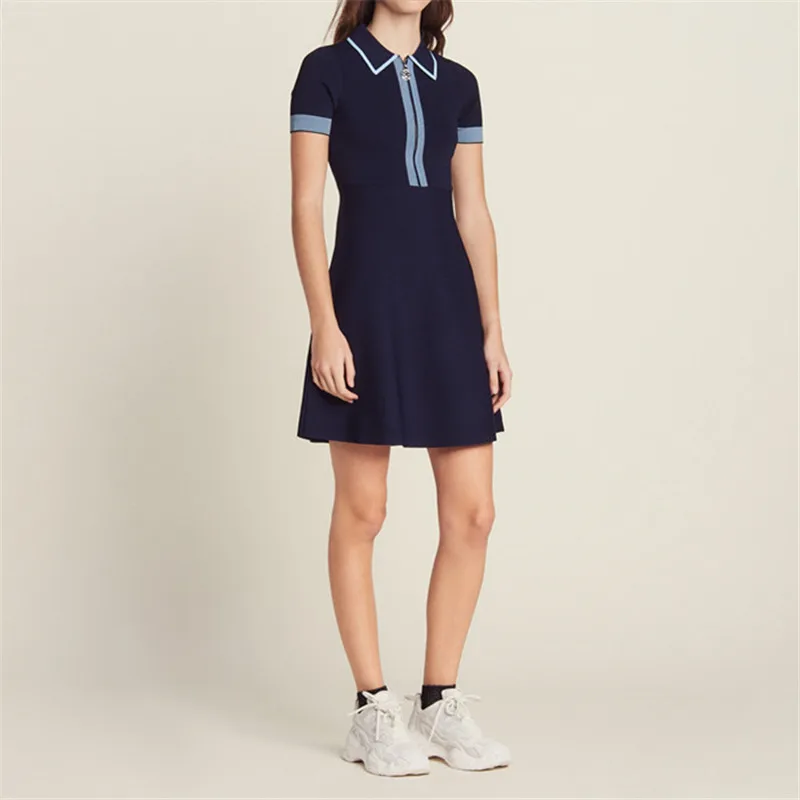 Elegant Ladies Knitted Dress 2019 Summer New Turn Down Collar Short Sleeve Women A Line Dress Zipper Knee Length Pullover Dress
Elegant Ladies Knitted Dress 2019 Summer New Turn Down Collar Short Sleeve Women A Line Dress Zipper Knee Length Pullover Dress