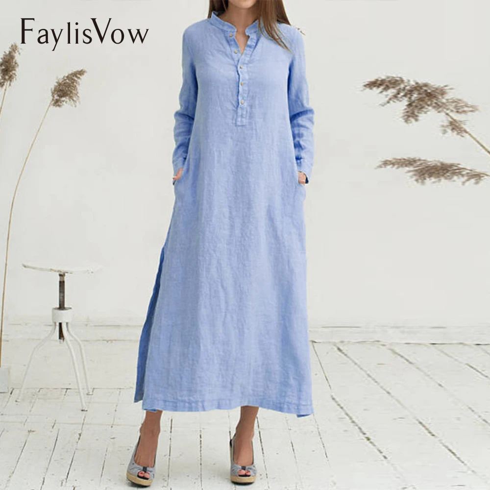 Autumn Women Long Sleeve Maxi Dress White Blue Stand Collar Button Split Hem Plus Size Dresses Loose Cotton Shirt Dress 5XL 6XL
Autumn Women Long Sleeve Maxi Dress White Blue Stand Collar Button Split Hem Plus Size Dresses Loose Cotton Shirt Dress 5XL 6XL