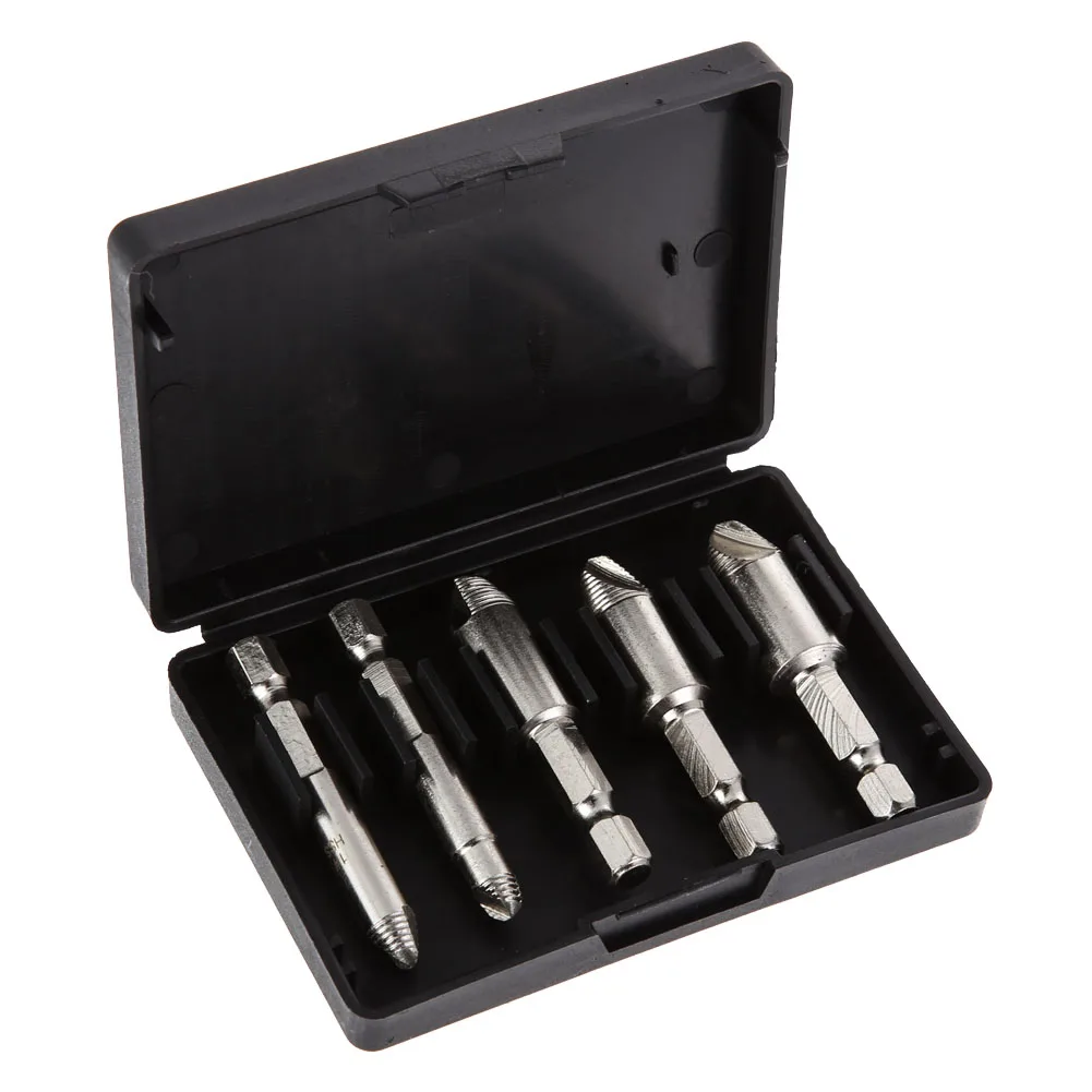 High Quality 5pcs Screw Remover HSS Broken Rusted Stripped Screw and Bolt Remover Extractor