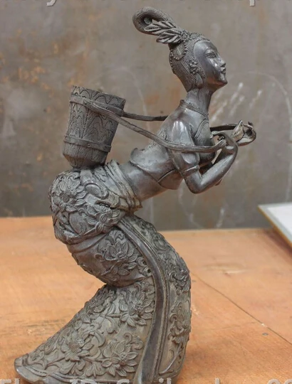 007207 11" Chinese Archaic Bronze Lotus Belle Beauty Women Girl Carrying Bucket Statue
007207 11" Chinese Archaic Bronze Lotus Belle Beauty Women Girl Carrying Bucket Statue