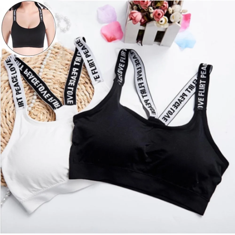 Hot Women Fashion Sexy Letters Straps Full Cup Bras Sexy Sport Vest Elastic Bra Exercising Clothes Women Tops Fitness Clothing
Hot Women Fashion Sexy Letters Straps Full Cup Bras Sexy Sport Vest Elastic Bra Exercising Clothes Women Tops Fitness Clothing