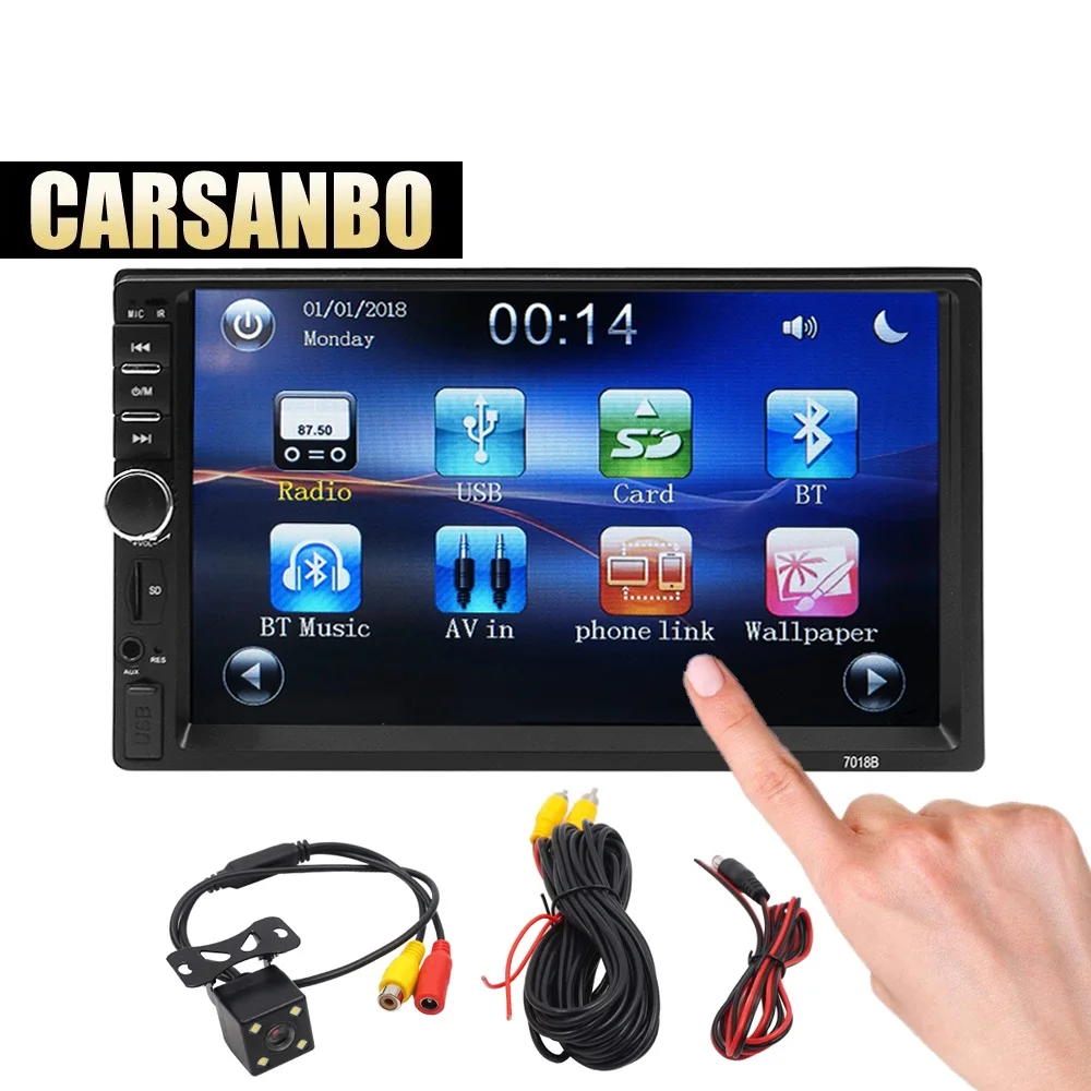 

Carsanbo 2 Din 7 Inch Car Radio Stereo Bluetooth Car Mp4 Mp5 Player USB TF Mirror Link Touch Screen Rear View Camera For Option