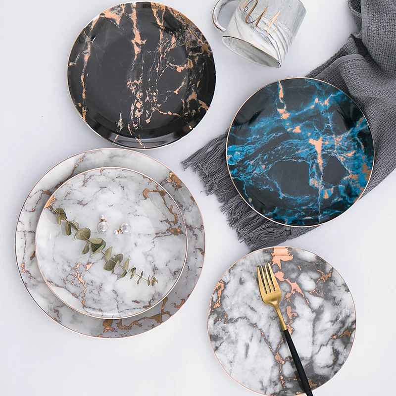 Home Life Marble Creative Decoration Ceramic Dish Western Steak Plate Black Tableware Breakfast Flat Lunch Gilded Art Plate
Home Life Marble Creative Decoration Ceramic Dish Western Steak Plate Black Tableware Breakfast Flat Lunch Gilded Art Plate