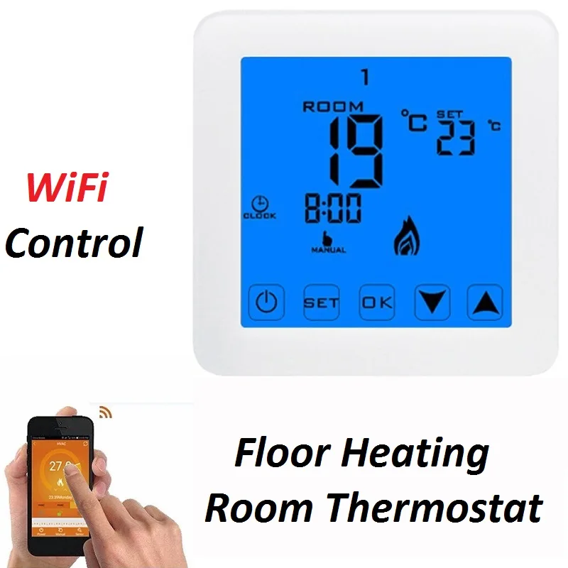Weekly Programmable Temperature Controller 220V 16A LCD Display WiFi Floor Heating Room Thermostat
Weekly Programmable Temperature Controller 220V 16A LCD Display WiFi Floor Heating Room Thermostat