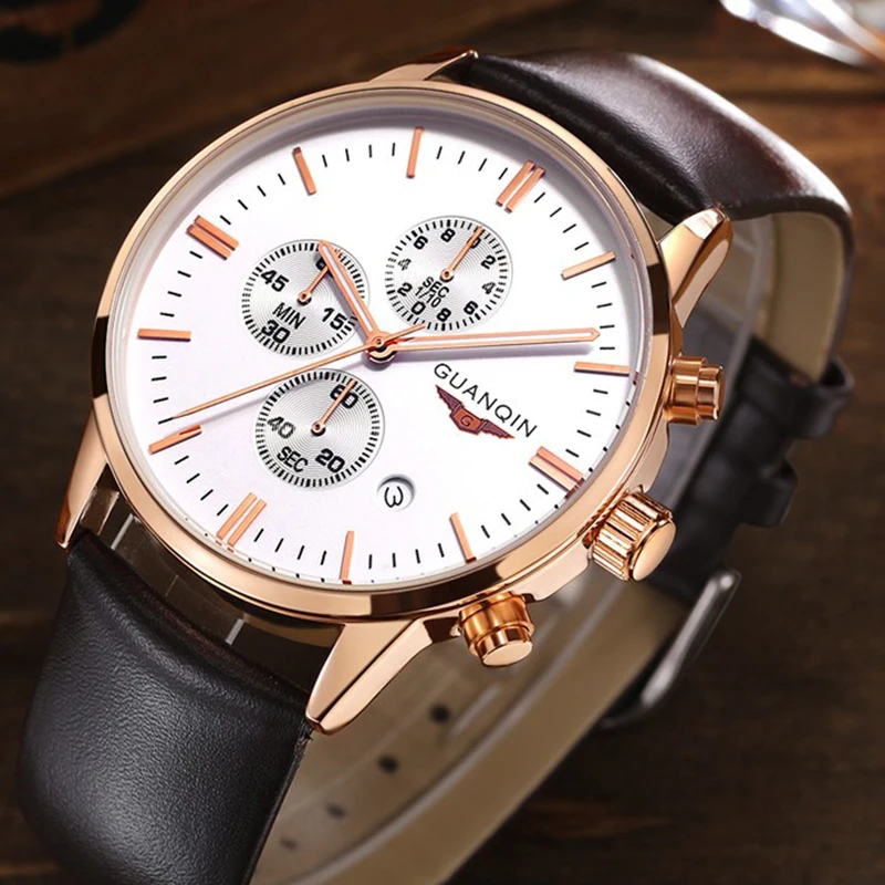 GuanQin Ultra thin Fashion Male Wristwatch Leather Strap Quartz Watches Men Calendar Luminous Waterproof Brand Relogio masculino
GuanQin Ultra thin Fashion Male Wristwatch Leather Strap Quartz Watches Men Calendar Luminous Waterproof Brand Relogio masculino