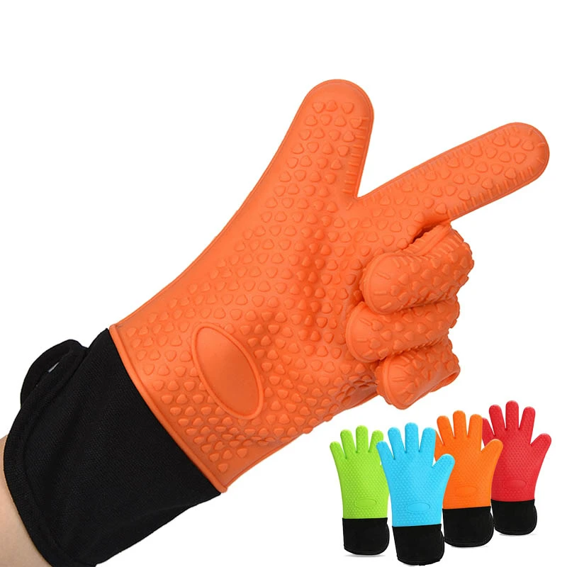 

2PC Long Length Silicone Glove For Oven Heat Resistant Oven Gloves Cotton Mitt Silicone Baking Gloves For Microwave Kitchen Tool