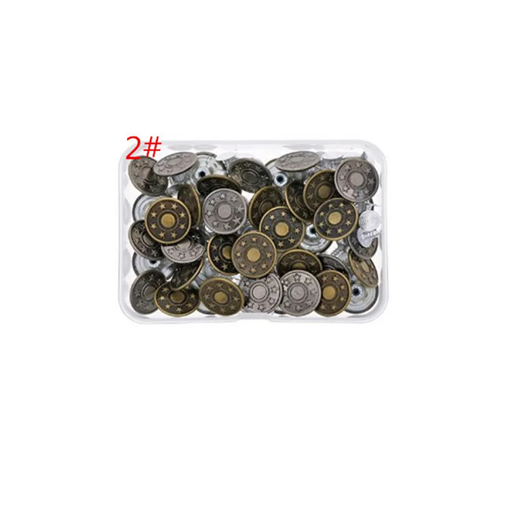 40pcs/box Snap Clothing Accessories With Box Jean Button Rivets Replacement Repair Metal Fastener Sewing Fixing Tool Craft DIY
40pcs/box Snap Clothing Accessories With Box Jean Button Rivets Replacement Repair Metal Fastener Sewing Fixing Tool Craft DIY
