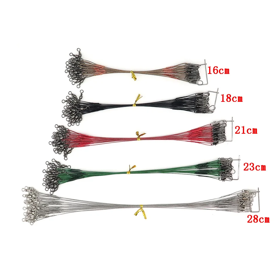 100pcs/lot Multicolor fishing line wire leader Stainless Steel Fishing Lure Line Trace Wire Leader with 16/18/21/23/28cm
100pcs/lot Multicolor fishing line wire leader Stainless Steel Fishing Lure Line Trace Wire Leader with 16/18/21/23/28cm