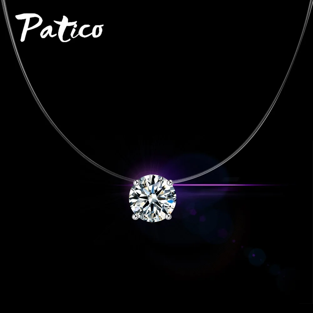 New Korean Women 925 Sterling Silver Cubic Zircon Pendant Necklaces Invisible Transparent Fishing Wire Choker Clavicular Chains
New Korean Women 925 Sterling Silver Cubic Zircon Pendant Necklaces Invisible Transparent Fishing Wire Choker Clavicular Chains
