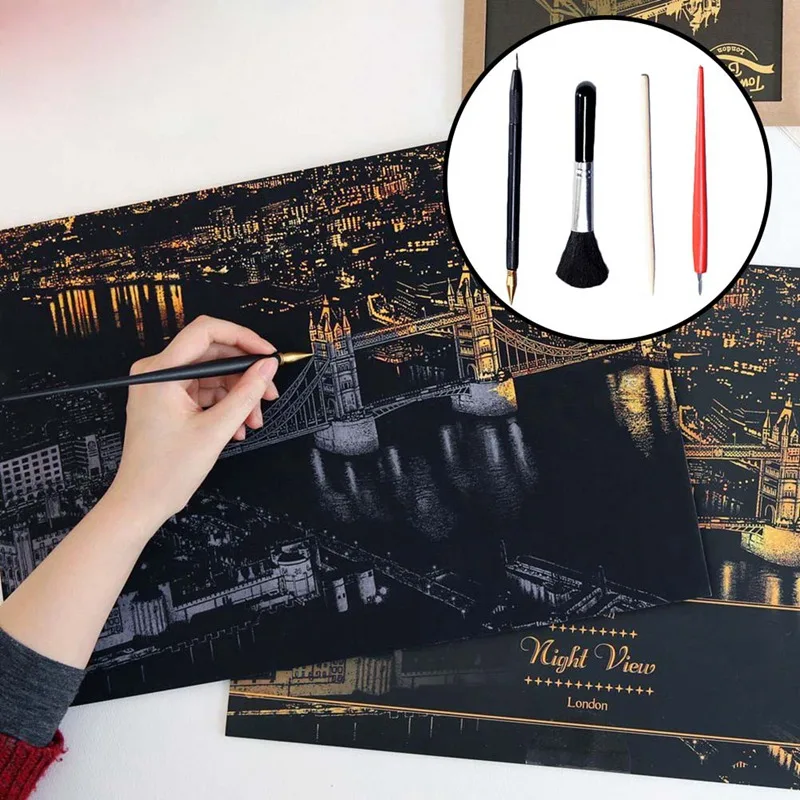 1Pcs Large City Night Scratch Picture Painting Kids Scraping Paper Travel Memory Urban Night Scene DIY Craft Birthday Gift
1Pcs Large City Night Scratch Picture Painting Kids Scraping Paper Travel Memory Urban Night Scene DIY Craft Birthday Gift