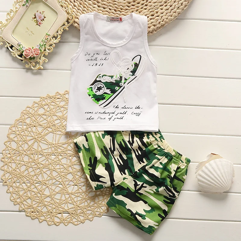 summer Toddler Kids Baby Boys Clothes Sets sleeveless T-Shirt Tops+Camouflage Shorts Pants Kids Children Clothing 2Pcs Outfits
summer Toddler Kids Baby Boys Clothes Sets sleeveless T-Shirt Tops+Camouflage Shorts Pants Kids Children Clothing 2Pcs Outfits