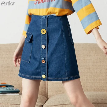 ARTKA 2019 Summer Women Denim Skirt High Quality Solid Color Casual A-line Skirt Lady Button Pocket Design Mini Skirts QN10094C
ARTKA 2019 Summer Women Denim Skirt High Quality Solid Color Casual A-line Skirt Lady Button Pocket Design Mini Skirts QN10094C