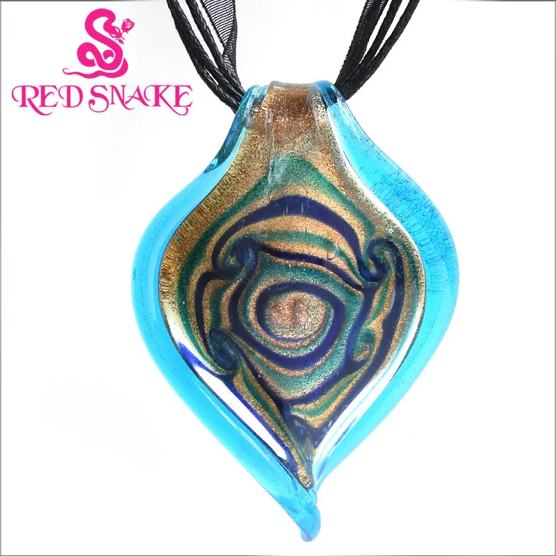 RED SNAKE sky blue with dark blue color Leaf Drop Abstract pattern Murano Glass Pendant Necklace
RED SNAKE sky blue with dark blue color Leaf Drop Abstract pattern Murano Glass Pendant Necklace