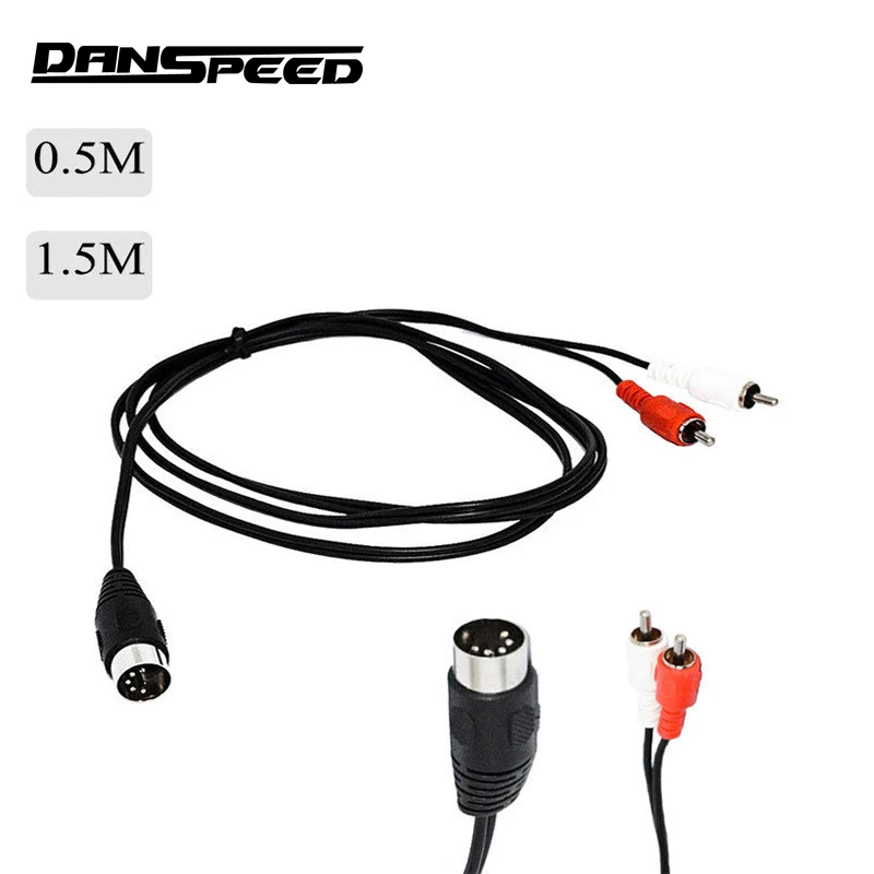 

DANSPEED 0.5/1.5M 1.64/5FT 5Pin Midi Din Plug to 2RCA Phone Male Plus Audio Cable Lead Adapters