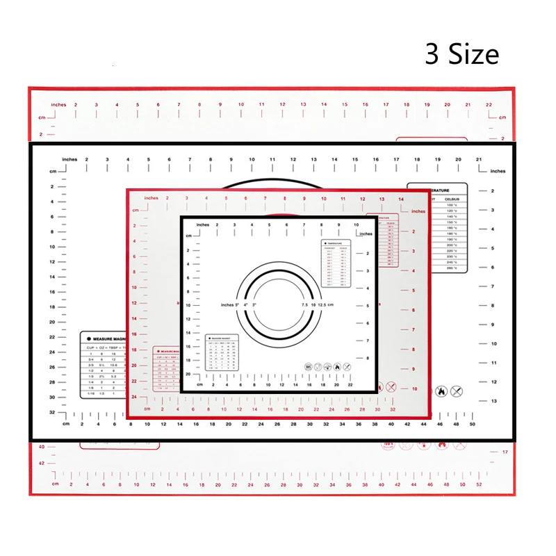 3 Size Silicone Baking Mat for Oven Scale Rolling Dough Mat Baking Rolling Fondant Pastry Mat Non-stick Bakeware Cooking Tools
3 Size Silicone Baking Mat for Oven Scale Rolling Dough Mat Baking Rolling Fondant Pastry Mat Non-stick Bakeware Cooking Tools