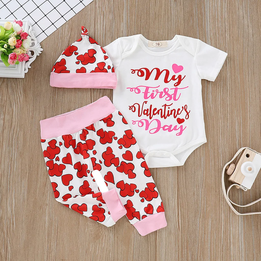 Infant Baby Toddler Baby Girl clothes set Valentine's Day Letter Printed Jumpsuit Romper+Pants+Hat Outfits Set
Infant Baby Toddler Baby Girl clothes set Valentine's Day Letter Printed Jumpsuit Romper+Pants+Hat Outfits Set
