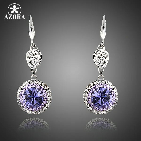AZORA Fashion Earrings for Women Micro CZ Pave Round Purple CZ Dangle Drop Earrings TE0193
AZORA Fashion Earrings for Women Micro CZ Pave Round Purple CZ Dangle Drop Earrings TE0193