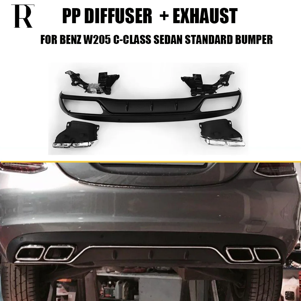 C63 Style PP Rear Bumper Diffuser with Exhaust Tips for Benz W205 Sedan S205 Wagon C180 C200 C300 C400 Standard Bumper 15 - 22
C63 Style PP Rear Bumper Diffuser with Exhaust Tips for Benz W205 Sedan S205 Wagon C180 C200 C300 C400 Standard Bumper 15 - 22