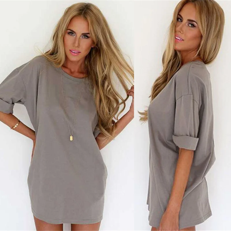 OVESPORT Casual Solid Mini Dress Women 2019 Loose Short Sleeve Summer Dresses Ladies Elegan O-neck Sexy Vestidos Plus Size
OVESPORT Casual Solid Mini Dress Women 2019 Loose Short Sleeve Summer Dresses Ladies Elegan O-neck Sexy Vestidos Plus Size