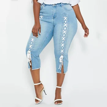 Handmade Frayed Denim Pants Women Plus Size 5XL High Waist Cross Bandage Design Jeans Pants Female Streetwear Summer Jeans D25
Handmade Frayed Denim Pants Women Plus Size 5XL High Waist Cross Bandage Design Jeans Pants Female Streetwear Summer Jeans D25