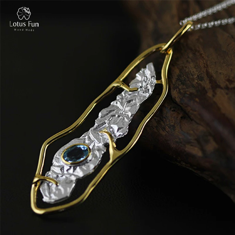 Lotus Fun Brand 925 Sterling Silver Necklaces for Women Irregular Aquarmarine Topaz Stone Charms without Chain Fashion Jewelry
Lotus Fun Brand 925 Sterling Silver Necklaces for Women Irregular Aquarmarine Topaz Stone Charms without Chain Fashion Jewelry