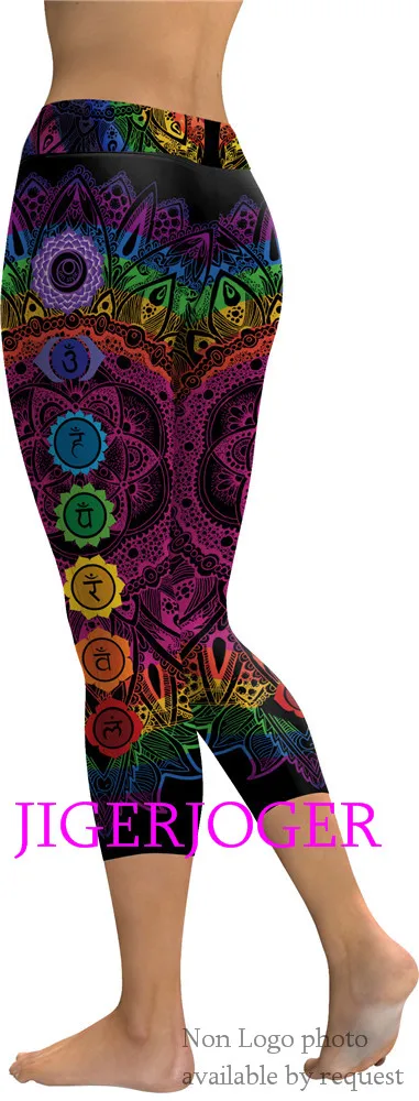 JIGERJOGER Spring Yellow Ganesha Capris Leggings JIGERJOGER Spring Yellow Ganesha Capris Leggings
