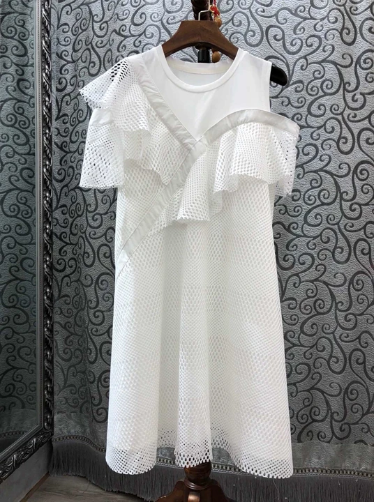 Summer 2019 New Women's Round Neck Irregular Lotus Edge Stitching Pure Color Dress 613
Summer 2019 New Women's Round Neck Irregular Lotus Edge Stitching Pure Color Dress 613