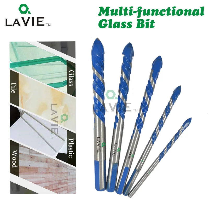 LAVIE 3mm to 12mm Multifunctional Glass Drill Bit Twist Spade Triangle Bits For Ceramic Tile Concrete Marble DB02055 | Инструменты