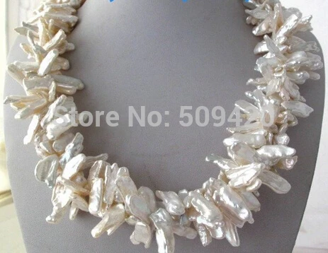 ~~ Free Shipping >>Luster 3Strands White Rainbow Biwa Stick Freshwater Pearl Necklace 20
~~ Free Shipping >>Luster 3Strands White Rainbow Biwa Stick Freshwater Pearl Necklace 20