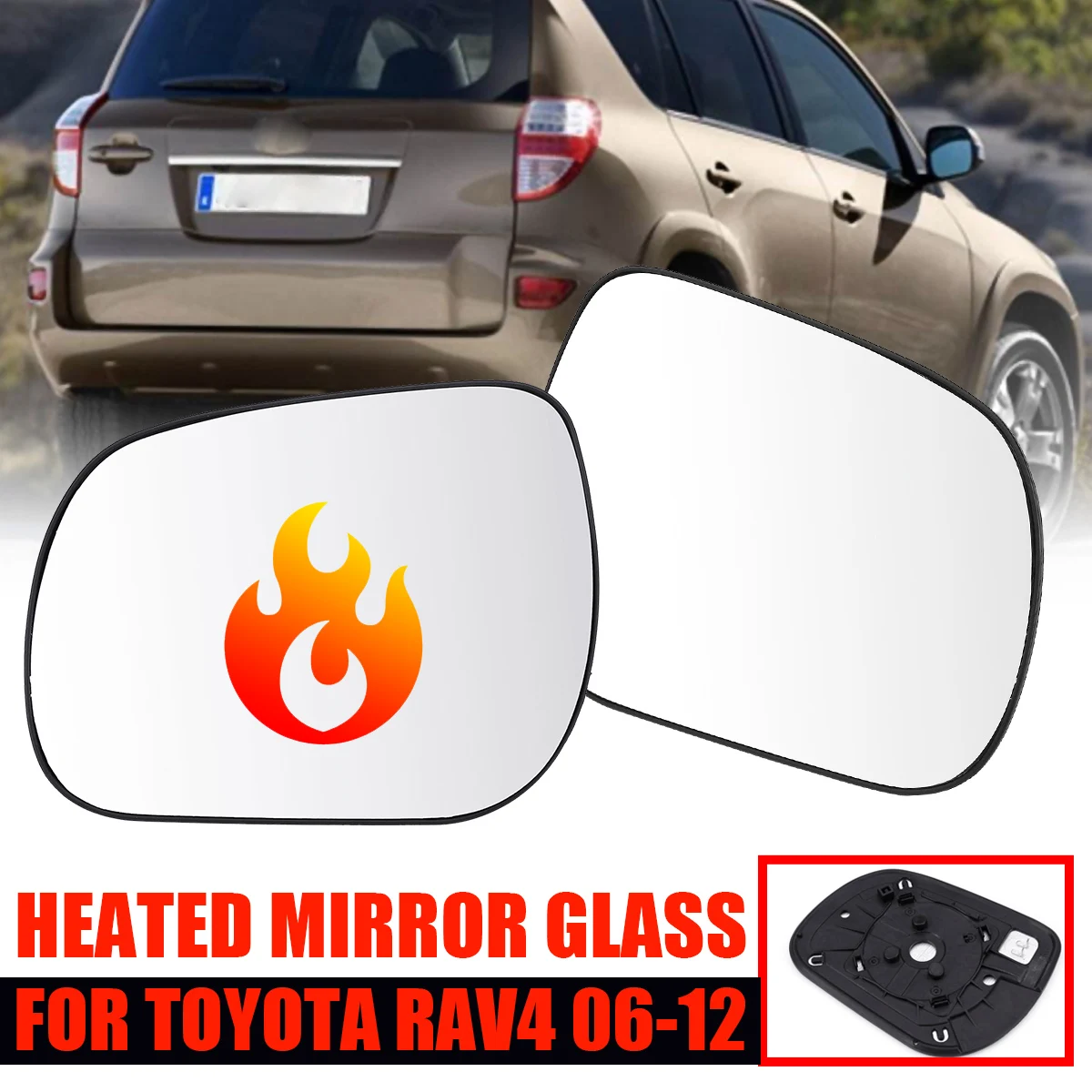 Left/Right Electric Wing Door Heated Mirror Glass For Toyota RAV4 2006 2007 2008 2009 2010-2012 Rearview Mirror Glass w/ base
Left/Right Electric Wing Door Heated Mirror Glass For Toyota RAV4 2006 2007 2008 2009 2010-2012 Rearview Mirror Glass w/ base