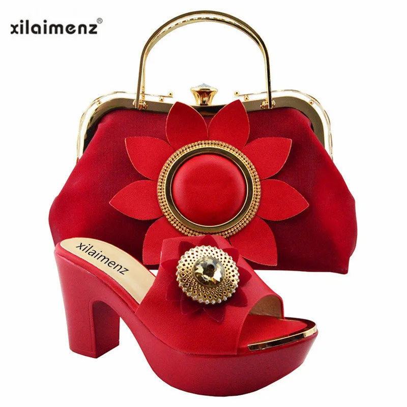 New Shop 40% Discount Handmade Rhinestones Red Italian Shoes with Matching Bag Set Open Toe Women Shoes for Wedding Party
New Shop 40% Discount Handmade Rhinestones Red Italian Shoes with Matching Bag Set Open Toe Women Shoes for Wedding Party