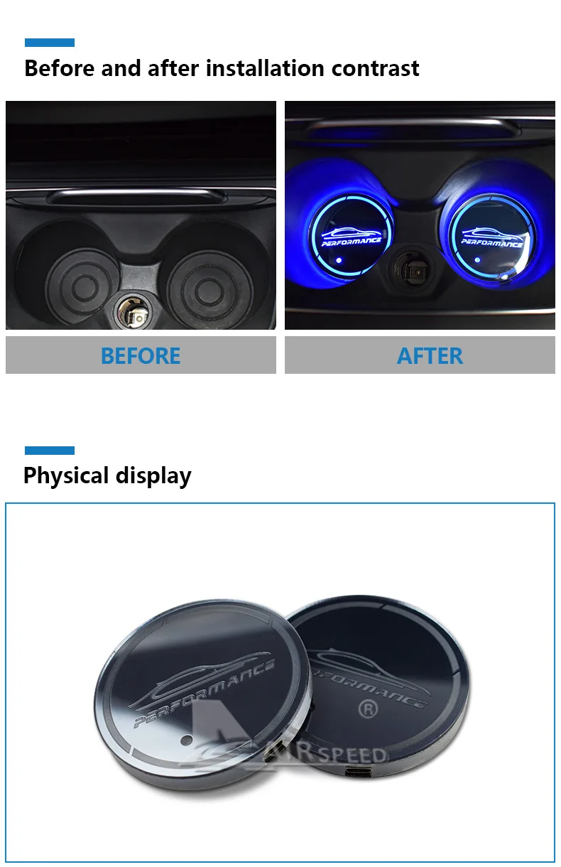 LED PERFORMANCE Car Coasters Cup Mats for BMW G30 F30 F34 F20 F10 F15 F16 F25 F26 F07 F48 E70 E90 E92 E60 E84 E87 (5)