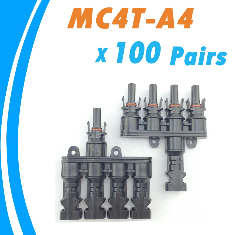 100Pairs/Lot M/FM Solar Panel MC4 4 to 1 T Branch 30A Solar Connector Female and Male MC4T-A4 Solar PV Cable 2.5mm2~ 6.0mm2 IP67
100Pairs/Lot M/FM Solar Panel MC4 4 to 1 T Branch 30A Solar Connector Female and Male MC4T-A4 Solar PV Cable 2.5mm2~ 6.0mm2 IP67