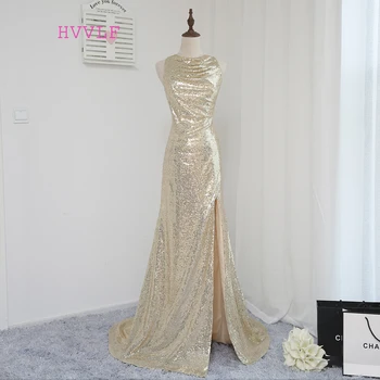 New Cheap Bridesmaid Dresses Under 50 Mermaid High Collar See Through Champagne Sequins Slit Wedding Party Dresses
New Cheap Bridesmaid Dresses Under 50 Mermaid High Collar See Through Champagne Sequins Slit Wedding Party Dresses