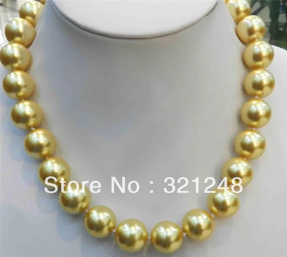 Discount!!DIY Fashion!12mm Golden South Sea Shell Pearl Necklace 18" AAA+ beads jewelry making AAA+++ about33pcs/strands MY2004
Discount!!DIY Fashion!12mm Golden South Sea Shell Pearl Necklace 18" AAA+ beads jewelry making AAA+++ about33pcs/strands MY2004