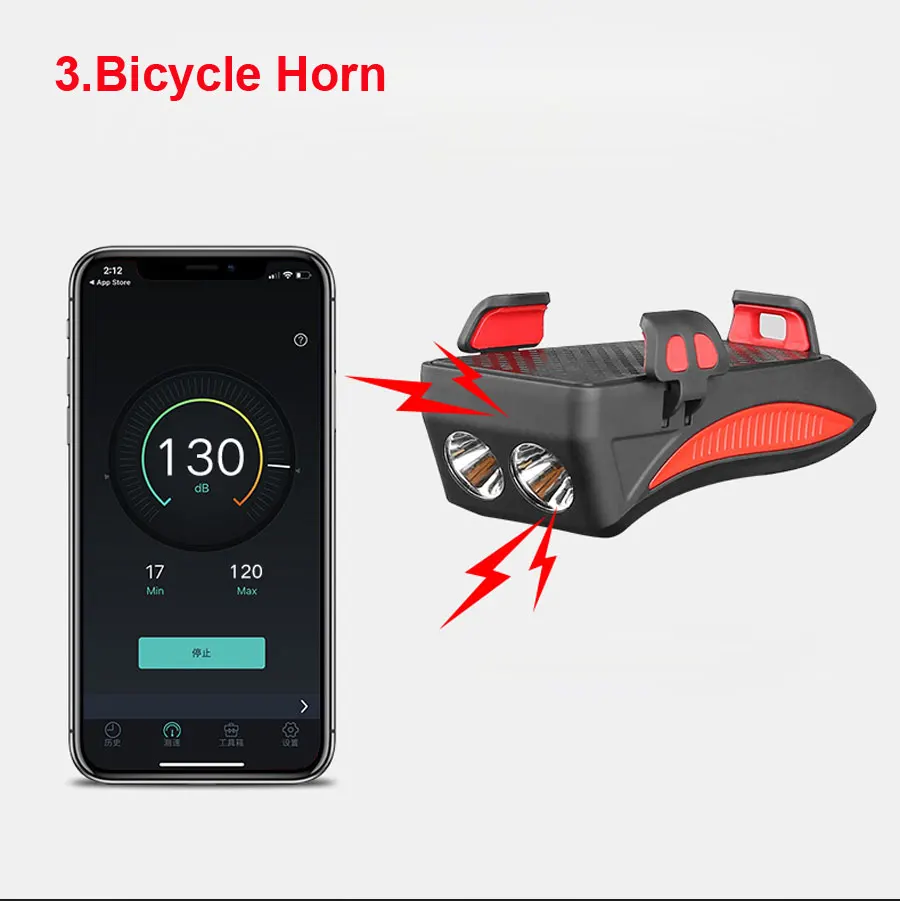 Best NEWBOLER 4 in 1 Bicycle Light Power Bank 4000mAh Flashlight Bike Horn Alarm Bell Phone Holder Bike Accessories Cycle Front Light 5