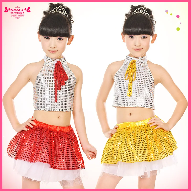 Sequins Latin Jazz Dance Dress for Children Practice Performance Ballroom Leotards Girls Tango Dancing Costumes L148 | Тематическая