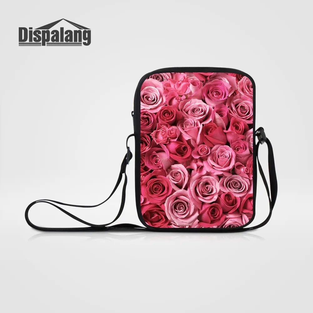 

Dispalang Luxury Women's Mini Messenger Bag Red Rose Printing Female Shoulder Bags Flower Girls Fashion Handbag Sac A Main Flaps