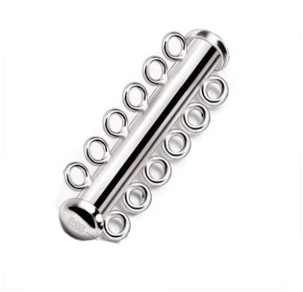 Solid 925 Sterling Silver Clasp 6 Strand Tube Clasp,6-strand slide Buckle clasp for necklace and bracelet jewelry
Solid 925 Sterling Silver Clasp 6 Strand Tube Clasp,6-strand slide Buckle clasp for necklace and bracelet jewelry