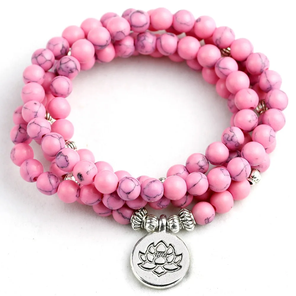108 Beads Mala Bracelet Necklace 6mm Pink Howlite Buddha Bracelet Prayer Buddhist Charm for Women Girls Yoga Jewelry
108 Beads Mala Bracelet Necklace 6mm Pink Howlite Buddha Bracelet Prayer Buddhist Charm for Women Girls Yoga Jewelry