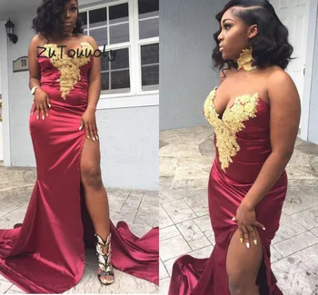 Modern Maroon African Evening Dress Sweetheart Plus Size Formal Party Dresses 2019 Black Girls Mermaid Evening Dress With Slits
Modern Maroon African Evening Dress Sweetheart Plus Size Formal Party Dresses 2019 Black Girls Mermaid Evening Dress With Slits