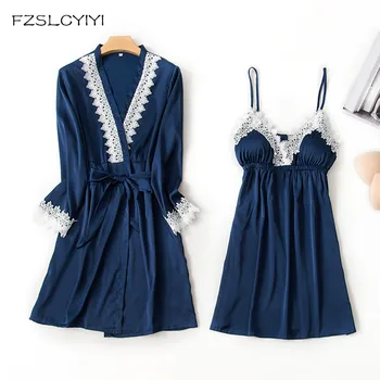 FZSLCYIYI Sexy Silk Satins Night gown and Robe Set Women Ice 2-piece Night Set Women Spaghetti Straps Satin Nighty With Robe
FZSLCYIYI Sexy Silk Satins Night gown and Robe Set Women Ice 2-piece Night Set Women Spaghetti Straps Satin Nighty With Robe